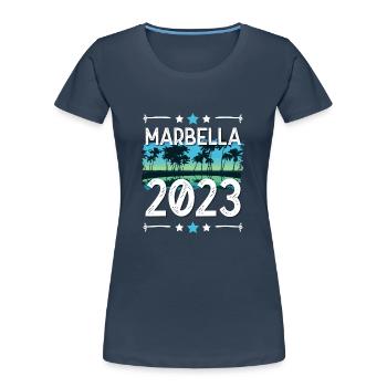 Marbella 2023 - Women's Premium Organic T-Shirt - navy - Front - Mia (176cm)