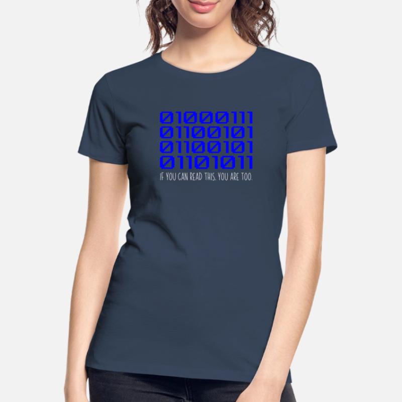 Funny Coder Binary Code Programmer Developer Women's Premium Organic T-Shirt