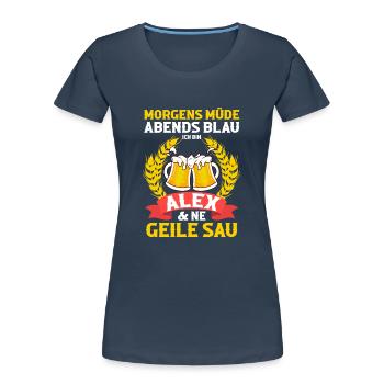 Alex - Frauen Premium Bio T-Shirt - Navy - Vorne - Mia (176cm)
