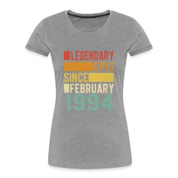 Anniversaire février 1994 Épopée légendaire - T-shirt bio Premium Femme -  - Devant - Mia (176cm)