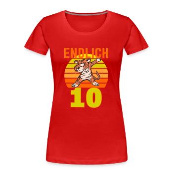 10 Geburtstag Löwe Tiger witzig 10 Jahre Junge - Frauen Premium Bio T-Shirt - Navy - Vorne - Mia (176cm)