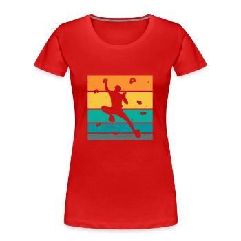 Retro Graphic Climbing Bouldering Rock Climber Mou - Women's Premium Organic T-Shirt - navy - Front - Mia (176cm)