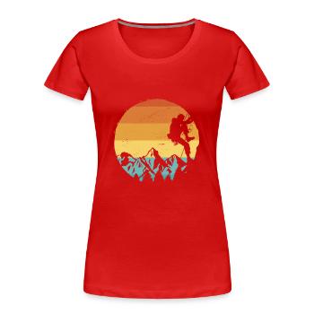 Retro Graphic Climbing Bouldering Rock Climber Mou - Women's Premium Organic T-Shirt - navy - Front - Mia (176cm)