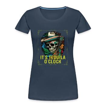 It's Tequila Oclock Alcoholic Tequila Drinker - Frauen Premium Bio T-Shirt - Navy - Vorne - Mia (176cm)