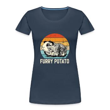 Meerschweinchen Idee, Pelzige Kartoffel - Frauen Premium Bio T-Shirt - Navy - Vorne - Mia (176cm)