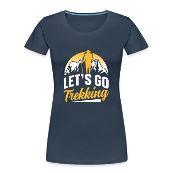 Partons trekking amateurs de randonnée randonneurs - T-shirt bio Premium Femme - bleu marine - Devant - Mia (176cm)