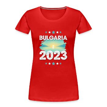 Bulgarie 2023 - T-shirt bio Premium Femme - bleu marine - Devant - Mia (176cm)
