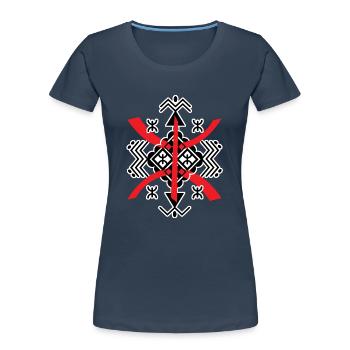 AMAZIGH sYMBOLE BERBERE Z IMAZIGHEN BIJOU KABYL - T-shirt bio Premium Femme - bleu marine - Devant - Mia (176cm)