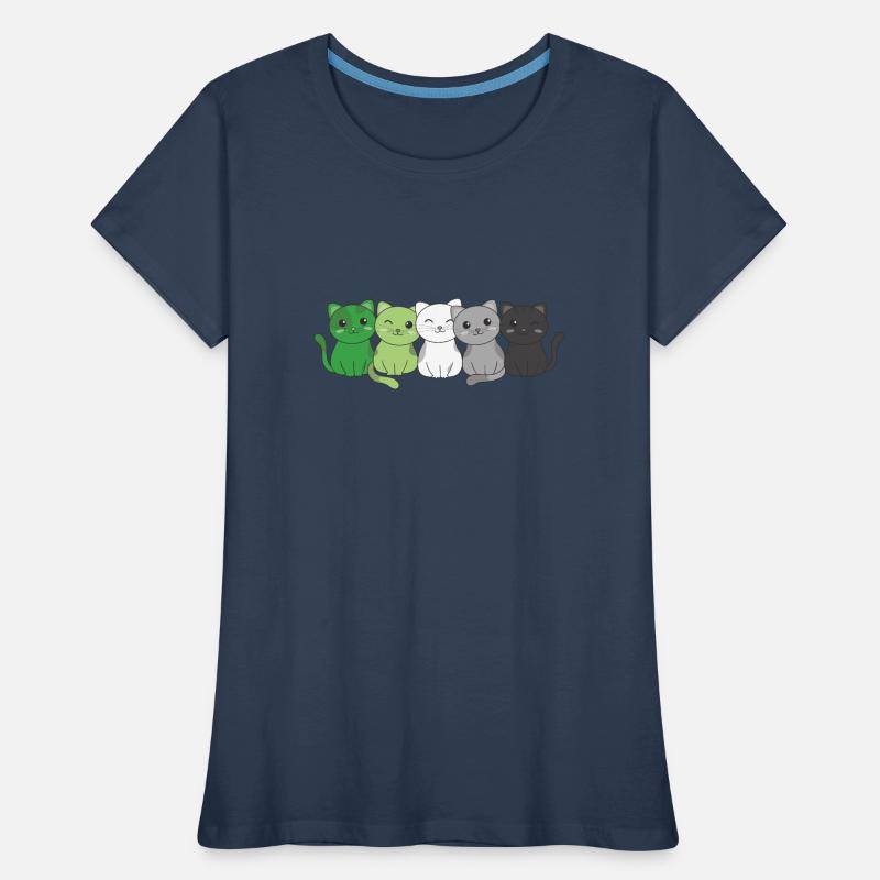 Aromantic Flag Non Binary Pride LGBTQ Cute Cat Women's Premium Organic T-Shirt