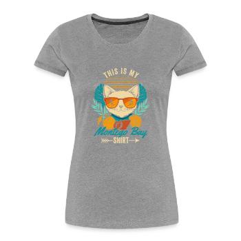 This is my Montego Bay Shirt Cool Retro Cat - Women's Premium Organic T-Shirt - navy - Front - Mia (176cm)