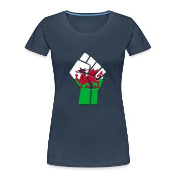 Pays de Galles Royaume-Uni Drapeau Welsh UK Country Pride - T-shirt bio Premium Femme - bleu marine - Devant - Mia (176cm)