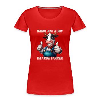 Vache fermière - T-shirt bio Premium Femme - bleu marine - Devant - Mia (176cm)