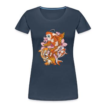 Kirschblüte Nishikigoi Geschenk Sakura Koi Karpfen - Frauen Premium Bio T-Shirt - Navy - Vorne - Mia (176cm)