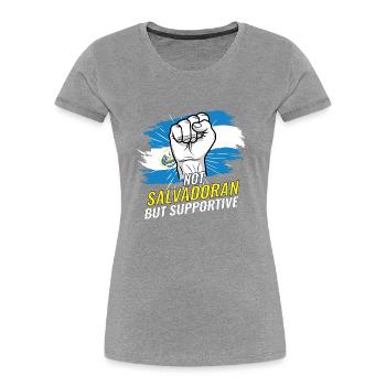 Pas salvadorien mais favorable au drapeau du Salvador - T-shirt bio Premium Femme - bleu marine - Devant - Mia (176cm)