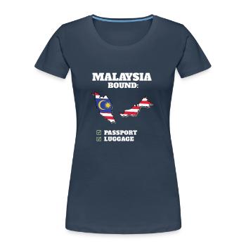 Voyage à destination de la Malaisie Drapeau malaisien - T-shirt bio Premium Femme - bleu marine - Devant - Mia (176cm)