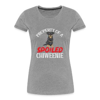 Chiweenie Chien - T-shirt bio Premium Femme - bleu marine - Devant - Mia (176cm)