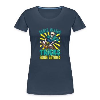 Horror Skateboarder Halloween Skateboard Cadeau - T-shirt bio Premium Femme - bleu marine - Devant - Mia (176cm)