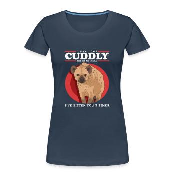 Hyène Hyène Cadeau de Hyène tachetée - T-shirt bio Premium Femme - bleu marine - Devant - Mia (176cm)