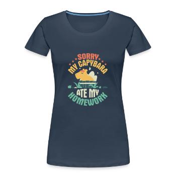 Sorry, My Capybara Ate My Homework Capibara Owner - Women's Premium Organic T-Shirt - navy - Front - Mia (176cm)
