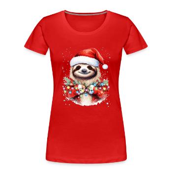 Sloth Christmas Art, Cute and Funny Sloth - Women's Premium Organic T-Shirt - navy - Front - Mia (176cm)