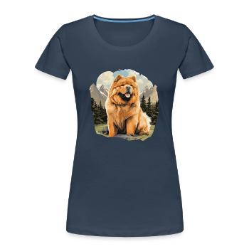 Chow Chow pour chien - T-shirt bio Premium Femme - bleu marine - Devant - Mia (176cm)