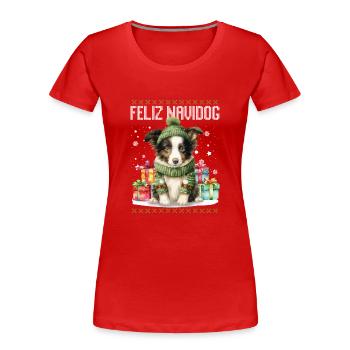 Border Collie Hund Feliz Navidog - Feliz Navidad Ch - Frauen Premium Bio T-Shirt - Navy - Vorne - Mia (176cm)