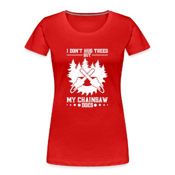 Amateur de tronçonneuses, bûcheron, arboriculteur, Seilho - T-shirt bio Premium Femme - bleu marine - Devant - Mia (176cm)