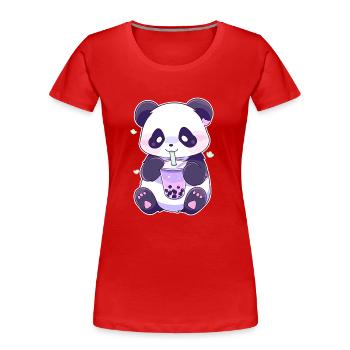 Kawaii Panda Drinks Boba Bubble Tea Chibi - Women's Premium Organic T-Shirt - navy - Front - Mia (176cm)