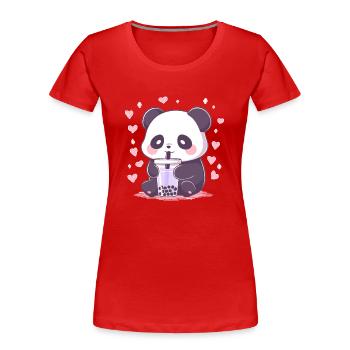 Kawaii Panda Drinks Boba Bubble Tea Chibi - Women's Premium Organic T-Shirt - navy - Front - Mia (176cm)