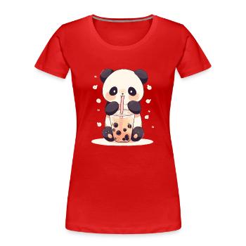 Kawaii Panda Drinks Boba Bubble Tea Chibi - Women's Premium Organic T-Shirt - navy - Front - Mia (176cm)