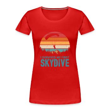 I Survived My First Skydive Skydiver Parachute - Women's Premium Organic T-Shirt - navy - Front - Mia (176cm)
