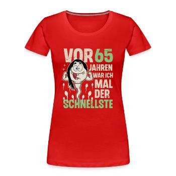 65. Geburtstag 65 Jahre War Ich Mal Der Schnellste - Frauen Premium Bio T-Shirt - Navy - Vorne - Mia (176cm)
