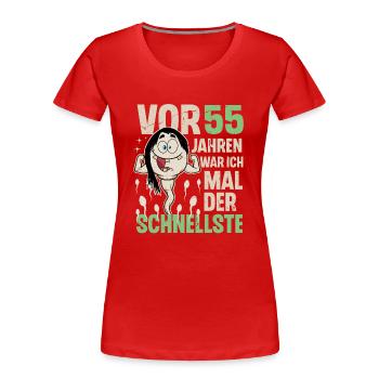 55. Geburtstag 55 Jahre War Ich Mal Der Schnellste - Frauen Premium Bio T-Shirt - Navy - Vorne - Mia (176cm)