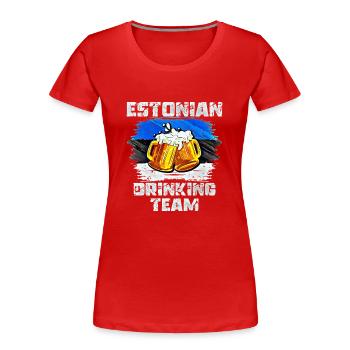 Équipe de beuverie d’Estonie - T-shirt bio Premium Femme - bleu marine - Devant - Mia (176cm)
