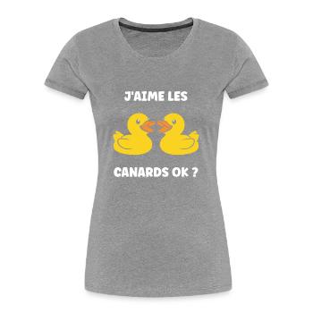 J'aime les canards - T-shirt bio Premium Femme - bleu marine - Devant - Mia (176cm)