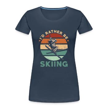 Passionné de ski Skieur rétro vintage skieur - T-shirt bio Premium Femme - bleu marine - Devant - Mia (176cm)