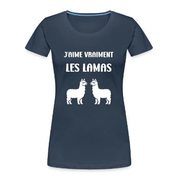 Humour mignon petit lama - T-shirt bio Premium Femme - bleu marine - Devant - Mia (176cm)