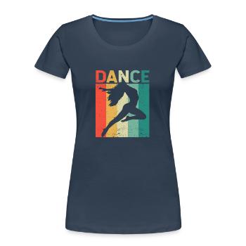 Tanz Retro Vintage Tanzen Silhouette 70er 80er - Frauen Premium Bio T-Shirt - Navy - Vorne - Mia (176cm)