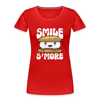 S'more Lagerfeuer Marshmallow Camping - Frauen Premium Bio T-Shirt - Navy - Vorne - Mia (176cm)