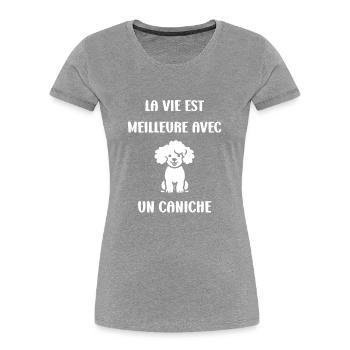 Humour chien petit caniche - T-shirt bio Premium Femme - bleu marine - Devant - Mia (176cm)
