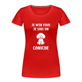 Humour chien petit caniche - T-shirt bio Premium Femme - bleu marine - Devant - Mia (176cm)