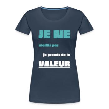 Männer, Frauen, Humorvoll, Humorvolles T-Shirt-Geschenk - Frauen Premium Bio T-Shirt - Navy - Vorne - Mia (176cm)