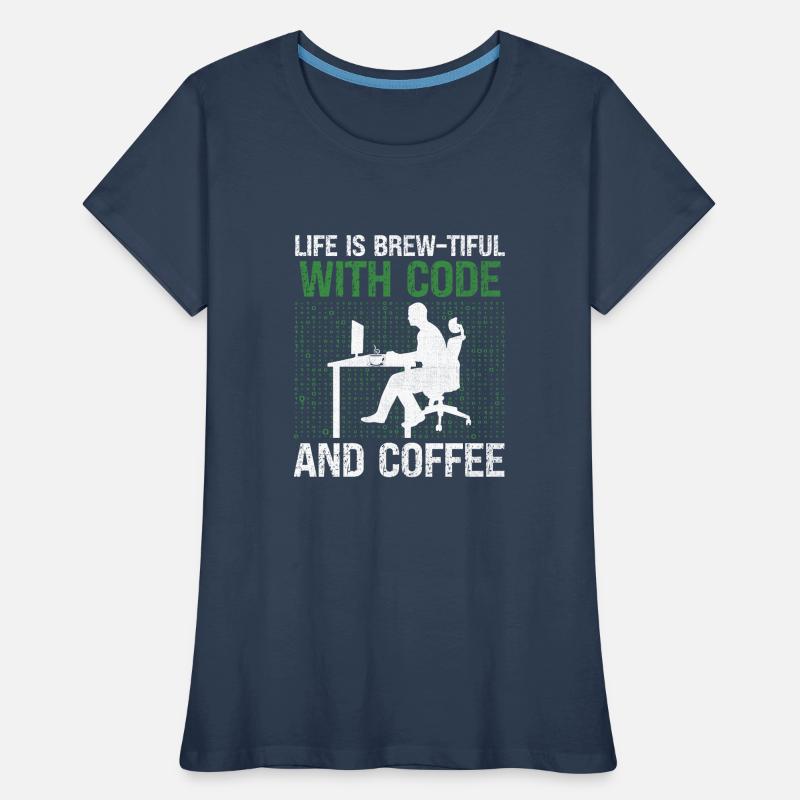 Kaffee-Codierung Programmierer Programmierer Entwickler Nerd Coff Frauen Premium Bio T-Shirt