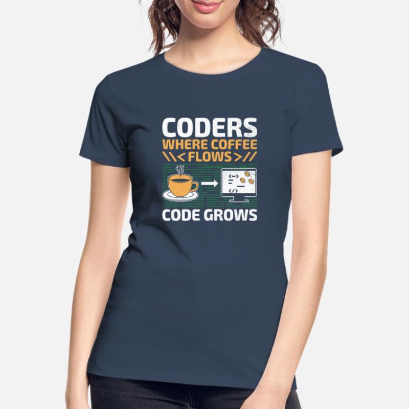 Coffee Coding Programmer Coder Developer Nerd Coff Women's Premium Organic T-Shirt