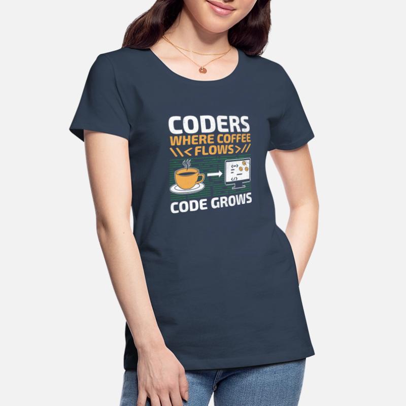 Café Codage Programmeur Codeur Développeur Nerd Coff T-shirt bio Premium Femme