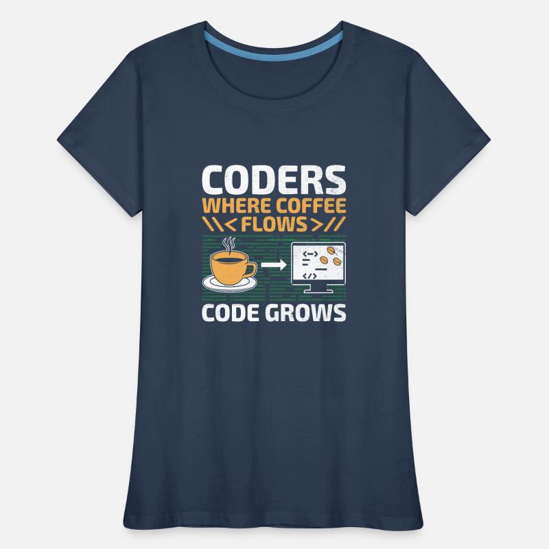 Coffee Coding Programmer Coder Developer Nerd Coff Women's Premium Organic T-Shirt