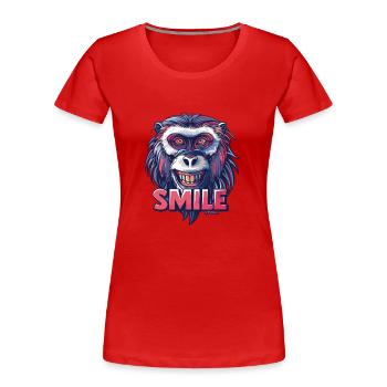 Lächle, Affe, lächle - Frauen Premium Bio T-Shirt - Navy - Vorne - Mia (176cm)