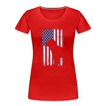 Chien Labrador Retriever avec drapeau des États-Unis - T-shirt bio Premium Femme - bleu marine - Devant - Mia (176cm)
