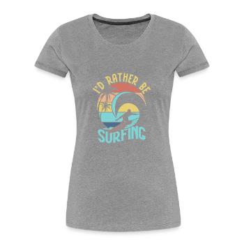 I'd Rather Be Surfing Summer Surfer Surfboard - Frauen Premium Bio T-Shirt - Navy - Vorne - Mia (176cm)
