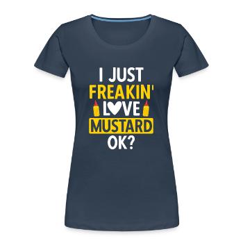 Senf Mustard - Frauen Premium Bio T-Shirt - Navy - Vorne - Mia (176cm)